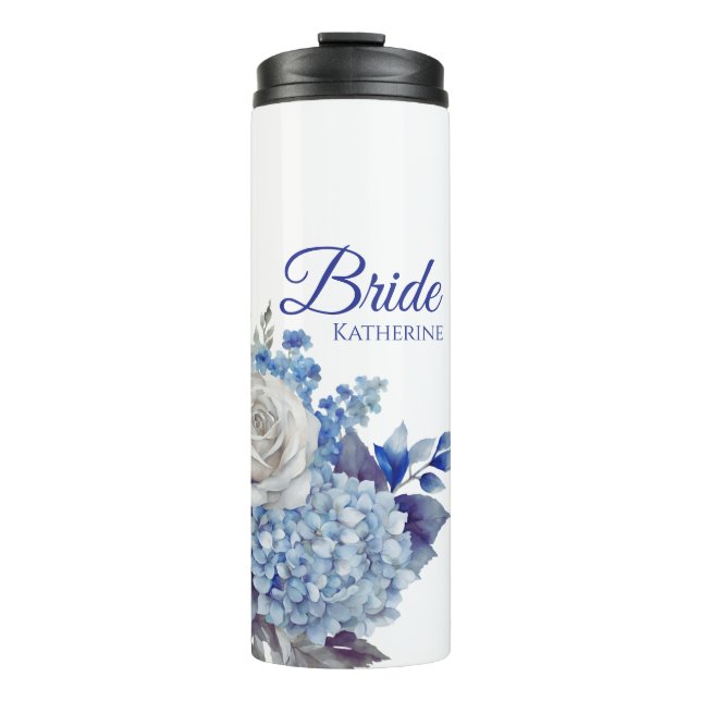 Termo Flor azul acuarela Bouquet-novia- (Anverso)