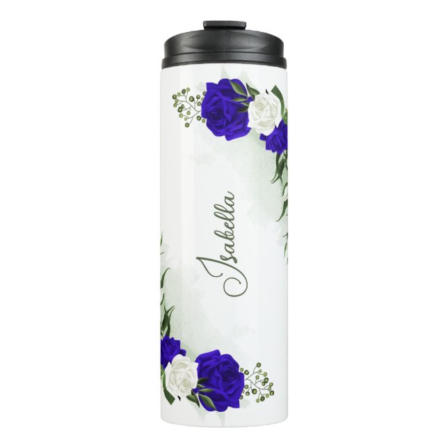 Termo flor azul y blanca real (Anverso)