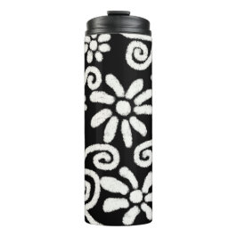 Termo Flor blanca y flor negras
