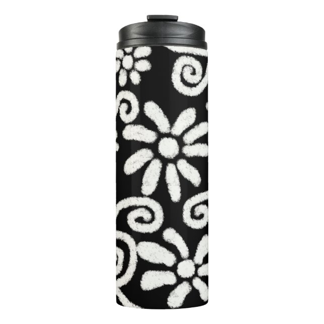 Termo Flor blanca y flor negras (Anverso)