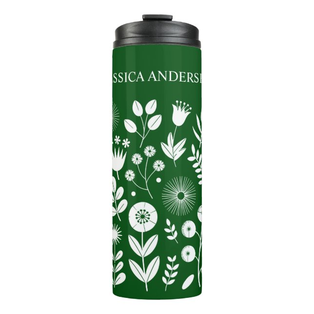 Termo Flor de boho verde y blanca (Anverso)