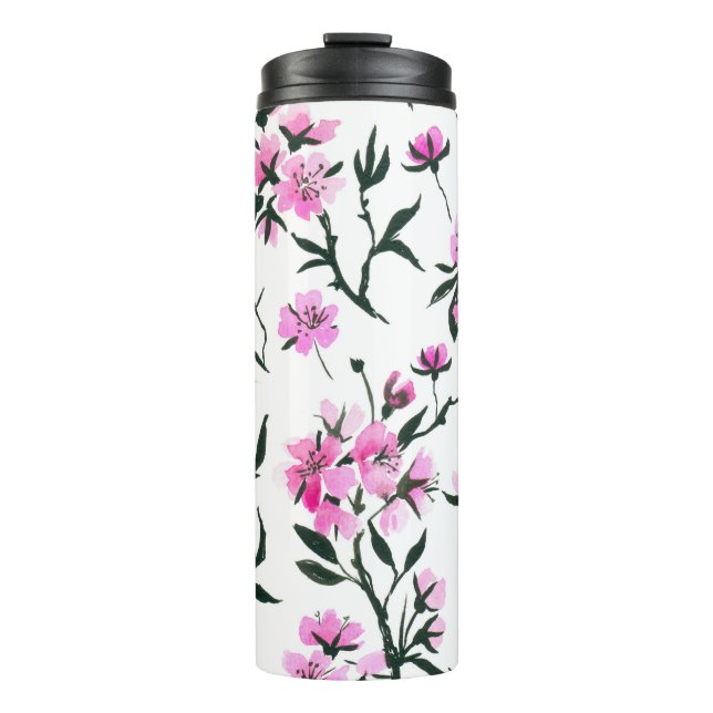 Termo Flor de cerezo blanco en blanco (Anverso)