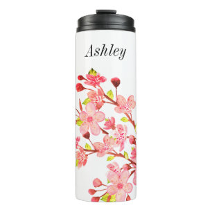 Termo Flor de cerezo floral blanca rosa