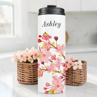 Termo Flor de cerezo floral blanca rosa