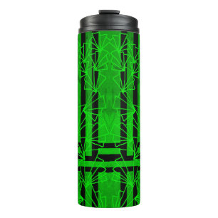 Termo Flor de doodle verde del Mar Oscuro estriada