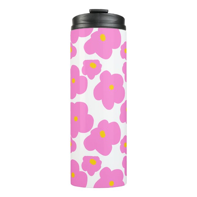 Termo Flor de margarita amarilla rosa patrón moderno ele (Anverso)