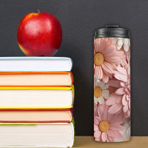 Flor de margarita rosa y blanca en 3D