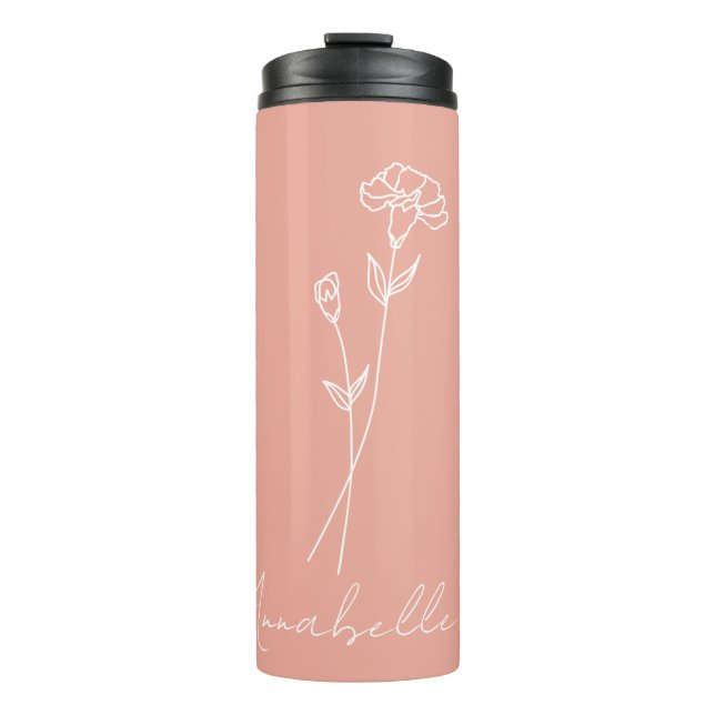 Termo Flor de mes de nacimiento | Nombre del regalo de c (Anverso)