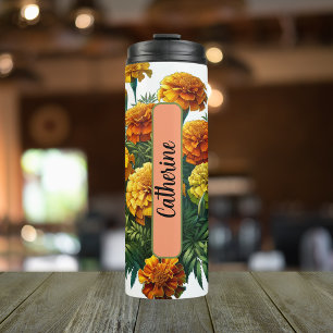 Termo Flor de mes de nacimiento octubre personalizada 16