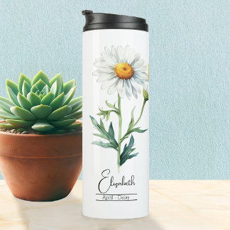 Termo Flor de Nacimiento Abril Tumbler térmico de margar