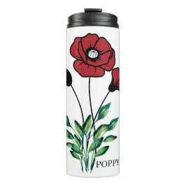 Termo Flor de Nacimiento Agosto Poppy