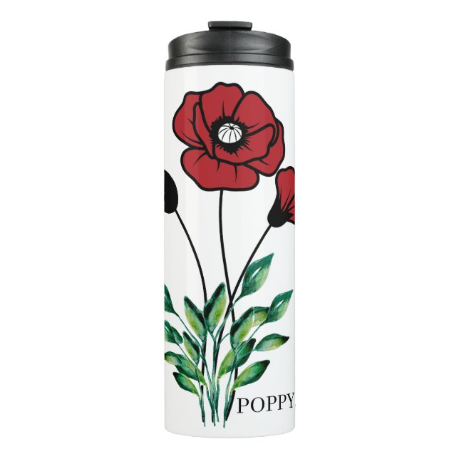 Termo Flor de Nacimiento Agosto Poppy (Anverso)