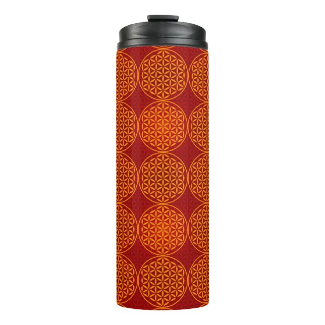 Termo Flor de vida - patrón de sello - rojo naranja (Anverso)