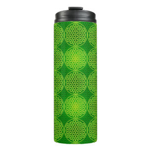 Termo Flor de vida - patrón de sello - verde