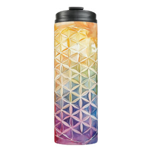 Termo Flor de vida - Pintura de acuarela