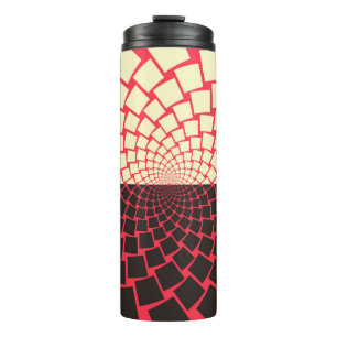 Termo Flor estilizada: marfil rojo negro