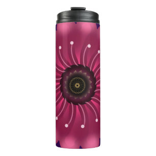 Termo Flor Fantasía Rosa Brillante   Floral Neón Abstrac