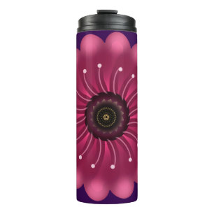 Termo Flor Fantasía Rosa Brillante   Floral Neón Abstrac