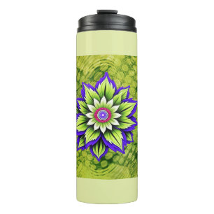 Termo Flor geométrica con pétalos púrpura y verde