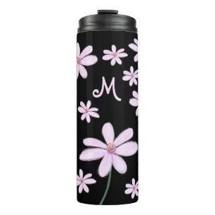 Termo Flor Pastel con trazo corto de mano