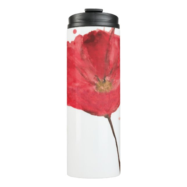 Termo Flor pintada 2 de la amapola de la acuarela (Anverso)