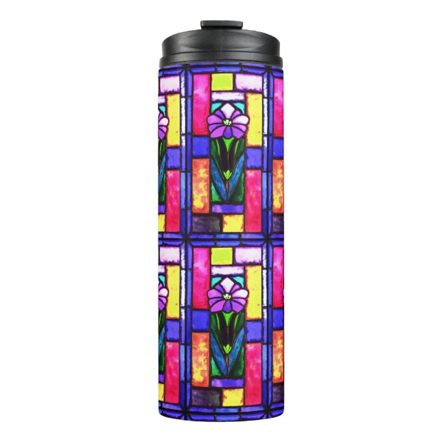 Termo Flor púrpura de vidrio templado (Anverso)