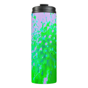 Termo Flor retro abstracta en lavanda y verde limón