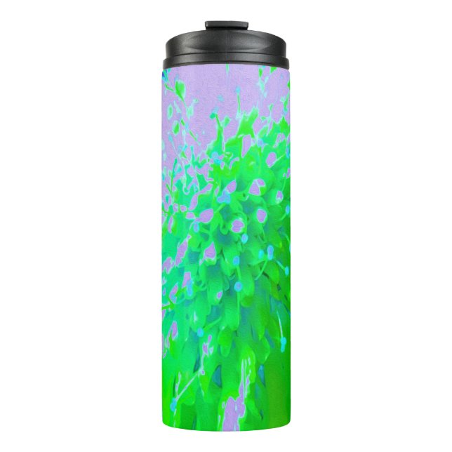 Termo Flor retro abstracta en lavanda y verde limón (Anverso)
