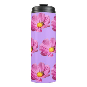 Termo Flor Rosa Vibrante Con Una Abeja En Un Día De Vera