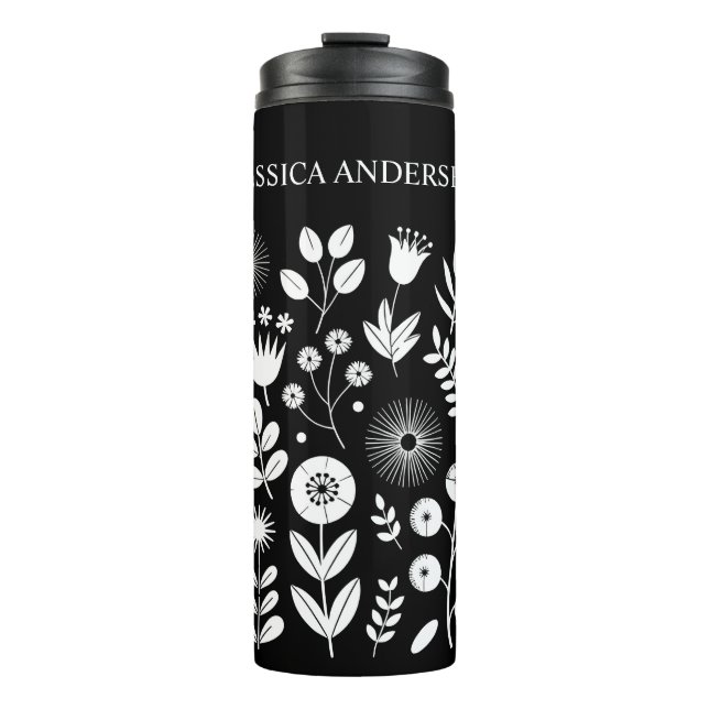 Termo Flor silvestre Black and White Boho (Anverso)