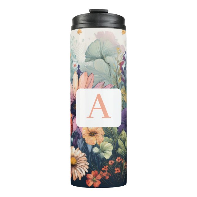Termo Flor silvestre personalizada con monograma (Anverso)