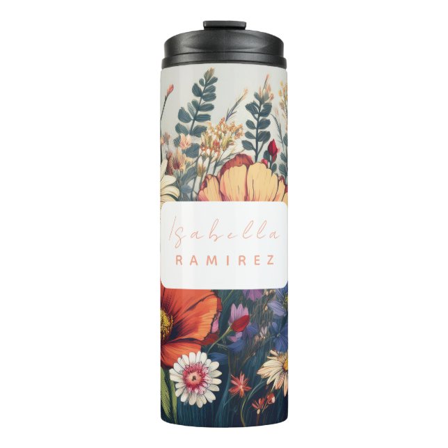 Termo Flor silvestre personalizada con nombre (Anverso)