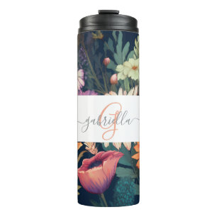 Termo Flor silvestre personalizada con nombre y monogram
