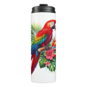 Termo Flor tropical de macao rojo