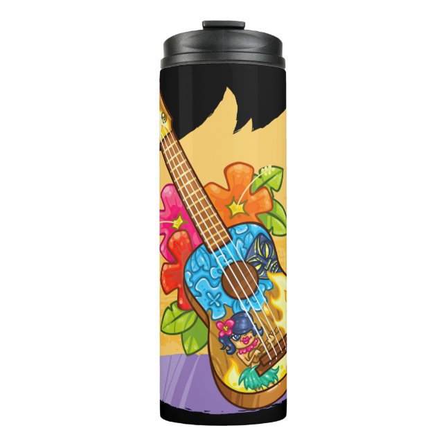 Termo Flor Ukulele Hawaii Regalo tropical (Anverso)