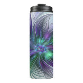 Termo Flor verde morada Moderna Resumen arte fractal