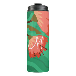 Termo Flora colorida y rojo oliage en verde