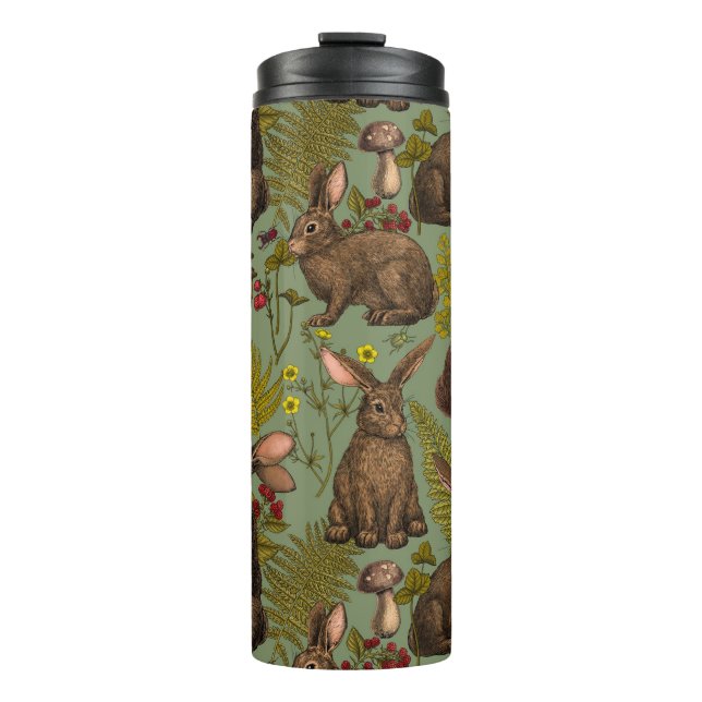 Termo Flora de conejos y bosques Tumbler térmico (Anverso)