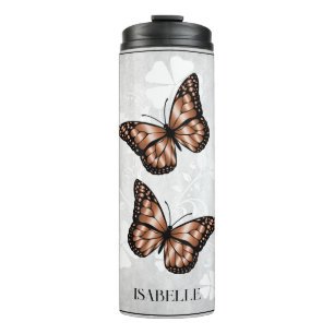 Termo Flora de mariposa de cobre personalizada