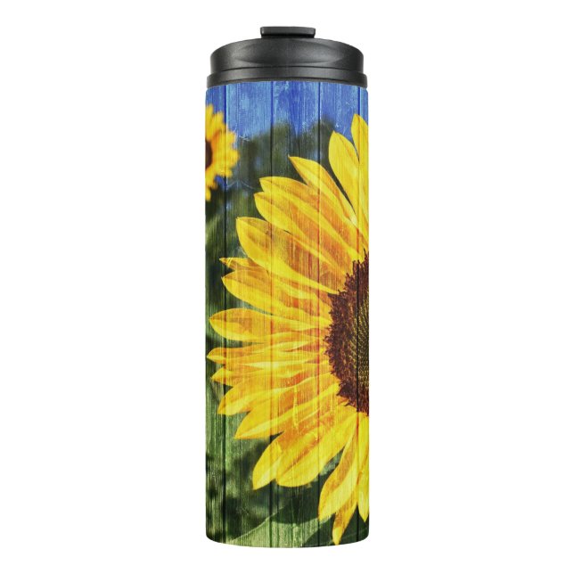 Termo Flora pintada de girasoles (Anverso)
