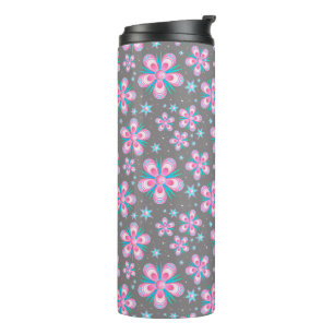 Termo Floración geométrica rosa y gris Tumbler térmico