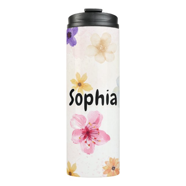 Termo Floral Acuarela Suave Personalizada (Anverso)