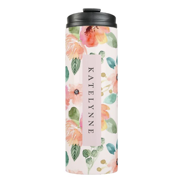 Termo Floral acuarela Viaje Mug Beber Tumbler Termal (Anverso)