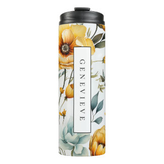 Termo Floral acuarela Viaje Mug Beber Tumbler Termal