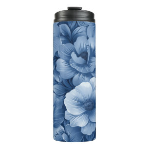 Termo Floral azul elegante