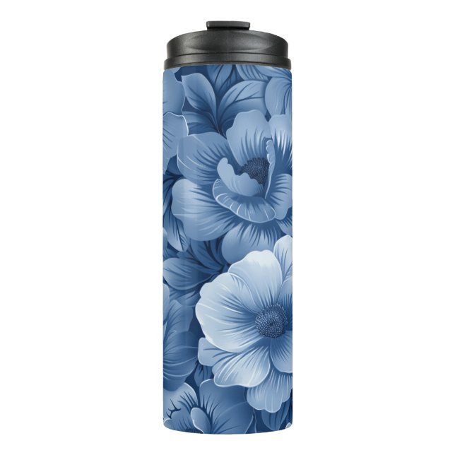 Termo Floral azul elegante (Anverso)