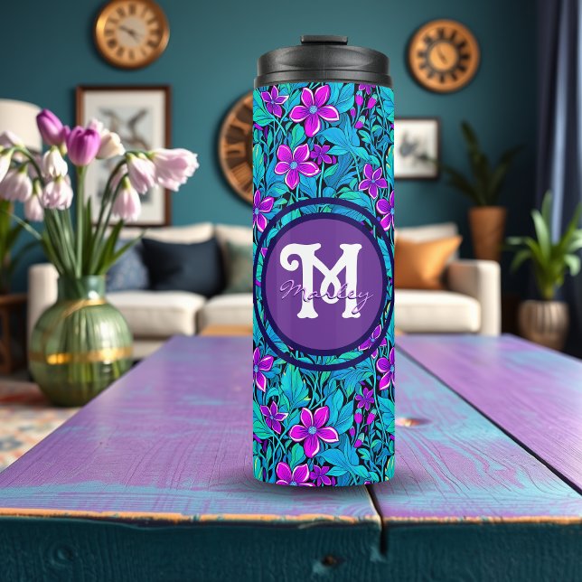 Termo Floral azul morada y Verde azulada personalizada d (Subido por el creador)