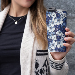 Termo Floral azul y gris 3D
