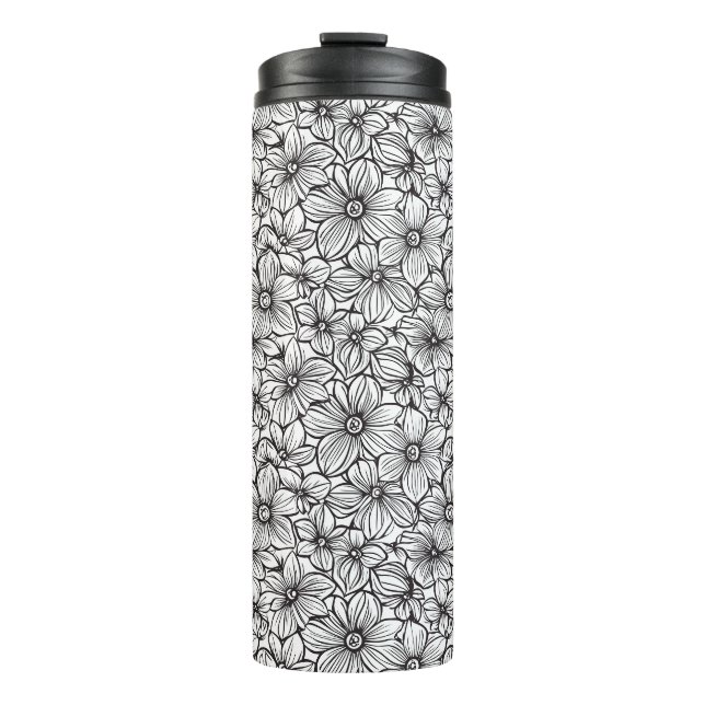 Termo Floral Blanco Negro (Anverso)