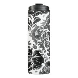 Termo Floral blanco negro